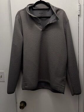 RHONE Men's Quilted Gray Zip-Style Pullover Sweater